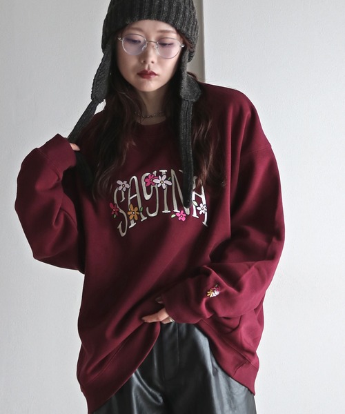 トレーナー スウェット サガラ刺繍ワッペンロゴスウェット レディース