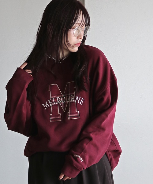 トレーナー スウェット サガラ刺繍ワッペンロゴスウェット レディース