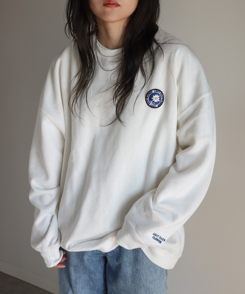 Sustainableワッペンロゴスウェット トレーナー スウェット サガラ刺繍ワッペンロゴスウェット