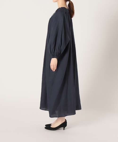 極美品【SLOBE IENA】 ボリュームスリーブ ゆったり麻ロングワンピース SLOBE IENA ワンピース 「追加」ボリュームスリーブリネン