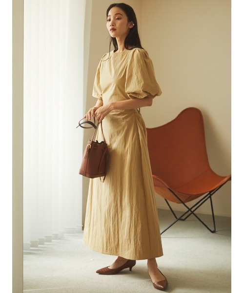 2020AW Plantation ウォッシュフラノ バックボタン ワンピース フロントボタンバックオープンワンピース[品番：AMTW0003443