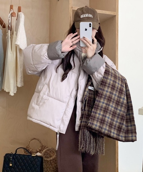 ダウンコート ダウンジャケット オーバーサイズ 配色切り替え
