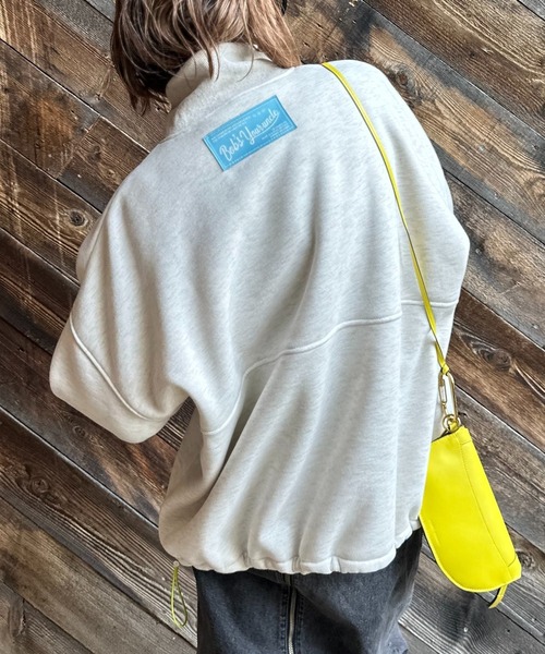 mi via loca トレーナー スウェット ハーフジップ配色ドロスト裏起毛