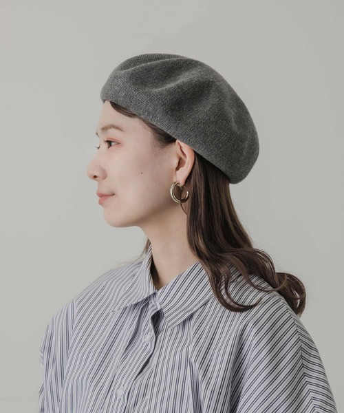 【未使用】 Y's ワイズ ベレー帽 リネン ベレー帽 レディース piece de lucile 綾織り 洗い加工 knob リネン