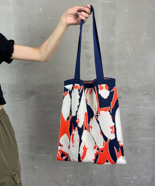 柄編みロゴトートバッグ スナイデル 柄編みロゴトートバッグ 刺繍サービス付き】ロゴトート