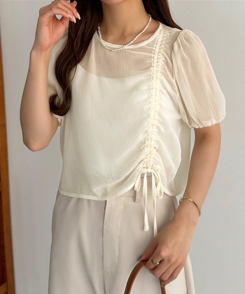 売れ筋商品|||ビーヤング シャツ レディース トップス BYISELLA - Blouse - toast callautia tシャツ 楊柳ギャザーショートトップス レディース