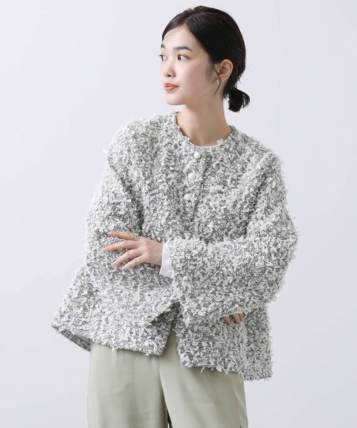 sono(ソーノ)エアリーツイードノーカラージャケット　七五三などに Sono（ソーノ） ジャケット ノーカラージャケット エアリーツイード