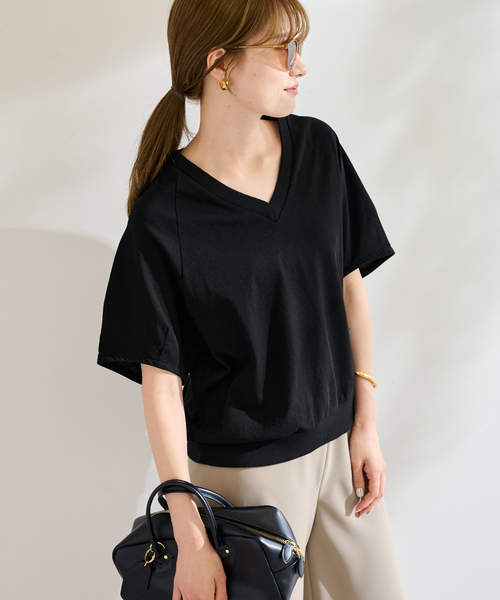 【新品タグ付き】FRAMeWORK ツイスト天竺VネックT FRAMeWORK tシャツ Tシャツ ツイスト天竺VネックT レディース