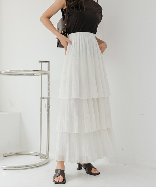 スカート ティアードプリーツフリルスカート : ZOZOTOWN Yahoo!店