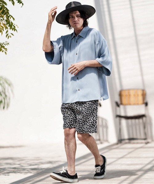 CAMBIO パンツ mp12367- レオパード柄ショートパンツ メンズ