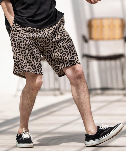 レオパード柄ショートパンツ サイズ26 ワッシャーナイロンレオパード柄ショートパンツ（その他パンツ