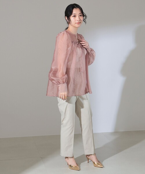 Demi-Luxe BEAMS ブラウス シャツ シアー オーガンジーブラウス 