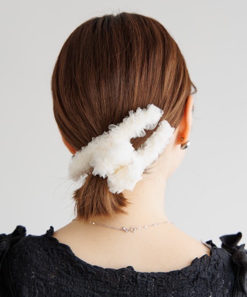 モダンカラー ヘアクリップ チュールヤーン flower ヘアクリップ スモーキーチュールクリップ : ZOZOTOWN Yahoo!店
