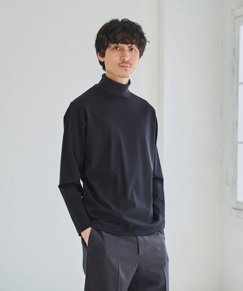 新品❤️V12 パッチ付きタートルネックシャツ 黒 RONEL tシャツ ポンチタートルネックロングスリーブTシャツ メンズ
