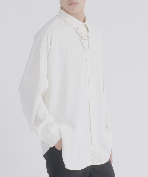 REGIEVO（レジエボ） シャツ ドレープ感のあるシャツ チェーン付き