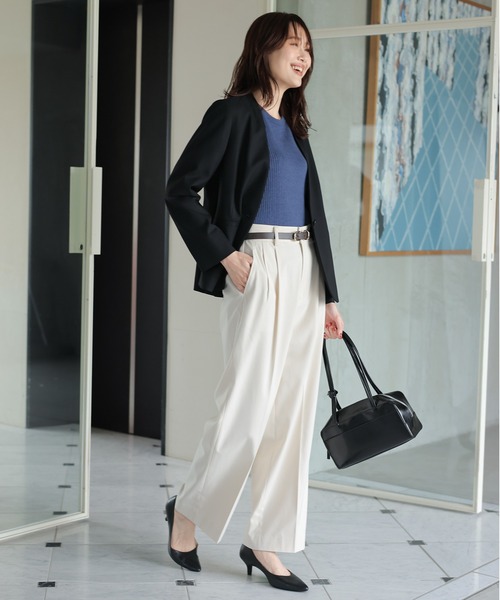 GLOBAL WORK ジャケット ノーカラージャケット ウツクシルエット