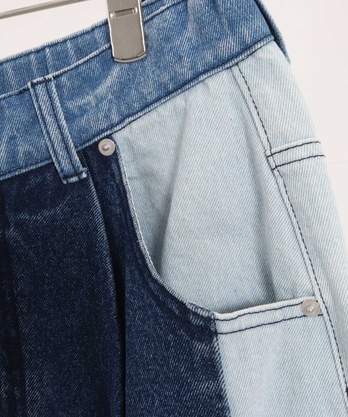 ワイドパンツ ジーンズ mp12739-Switching design denim pants デニムパンツ メンズ_13