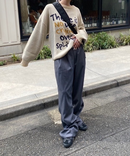nemne（ネンネ） ワイドパンツ パンツ 「keel」ストライプパンツ