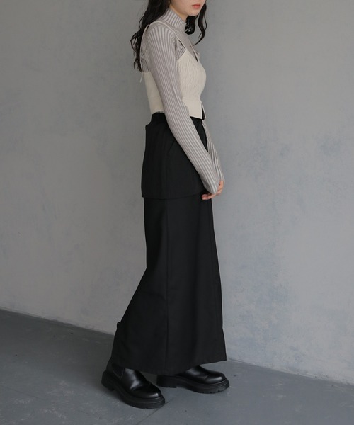 ニット セーター KNIT BUSTIER LONG  SHIRTS/ニットビスチェロングシャツ レディース Honeys ニット セーター シャツ付ビスチェニット レディース