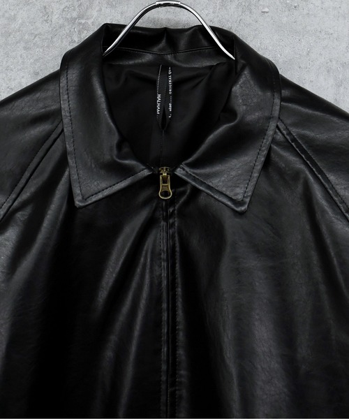 ブルゾン アウター Vintage-like synthetic leather blouson