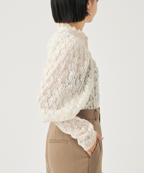 ブラウス シャツ IENA LA BOUCLE レースギャザーブラウス レディース IENA LA BOUCLE ブラウス シャツ レースギャザーブラウス