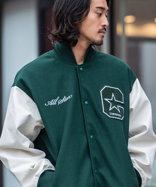 CONVERSE コンバース ジャケット ブルゾン ジャンパー Amazon | [コンバース] スタジャン ブルゾン 撥水 M L XL 4色