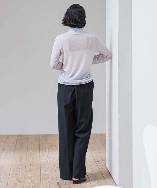 スラックス パンツ 入学式 卒業式 「WEB限定」裏起毛ワイドパンツ「洗濯機で洗える」 レディース_14
