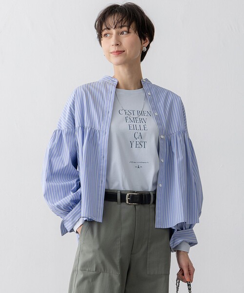 23区（ニジュウサンク） ブラウス シャツ 「洗える」CANCLINI ギャザー