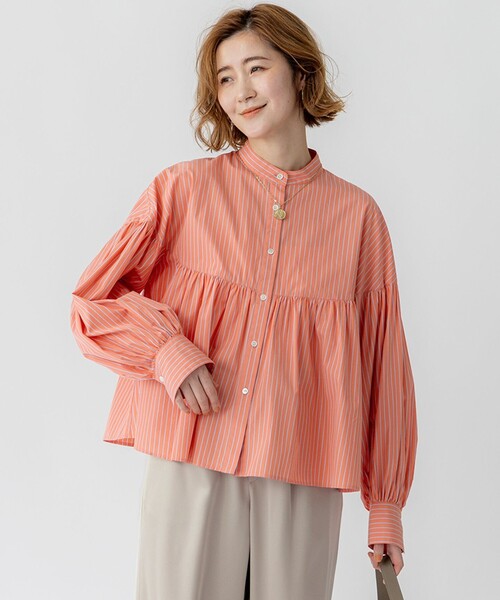 23区（ニジュウサンク） ブラウス シャツ 「洗える」CANCLINI ギャザー