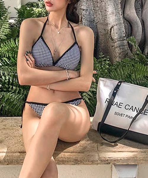 千鳥柄ビキニ セール】千鳥柄ビキニスイムウェア（水着）｜PRIVATE BEACH