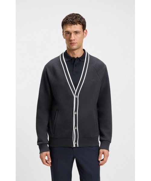 HUGO BOSS / カーディガン(厚手)/L/コットン/BLK/10240701 BOSS（HUGO BOSS） カーディガン リラックスフィット コントラスト