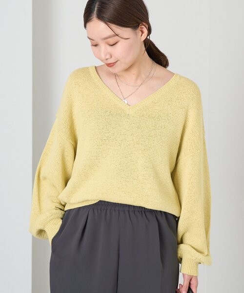 ニット セーター テープヤーン パフ 2WAY プルオーバー レディース