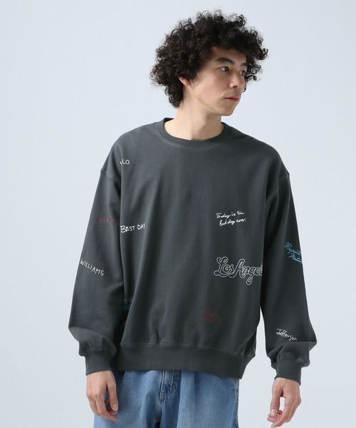 プリントスウェット SHIPS any別注】THE KNiTS:〈洗濯機可能〉ロゴ プリント スウェット