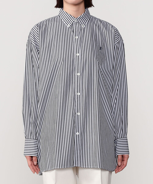 ブラウス シャツ Gymphlex | ボタンダウン 長袖チュニックシャツ STRIPE WOMEN レディース GYMPHLEX ブラウス シャツ Gymphlex | ボタンダウン 長袖