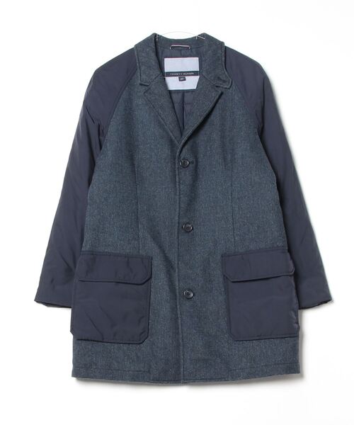 美品❗️トミーヒルフィガー チェック柄 チェスターコート ネイビー ライナー付き トミー ヒルフィガー TOMMY HILFIGER ウィンドウペンチェック