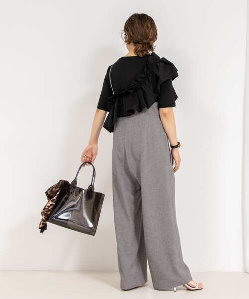 tシャツ フリル付き3WAYストレッチリブカットソー レディース Rie Miller tシャツ フリル付き3WAYストレッチリブカットソー