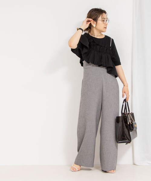 tシャツ フリル付き3WAYストレッチリブカットソー レディース Rie Miller tシャツ フリル付き3WAYストレッチリブカットソー