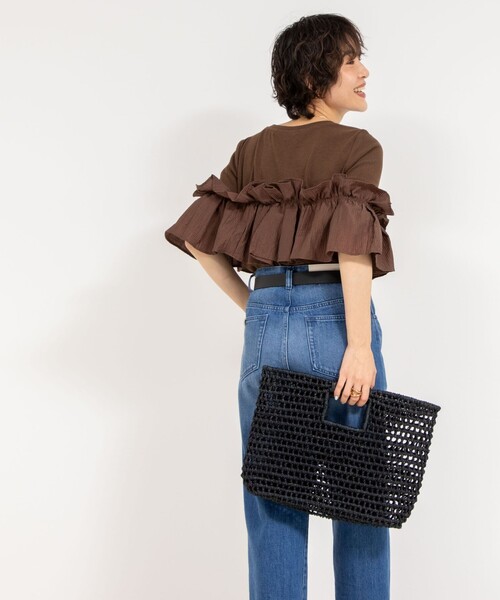 Rie Miller tシャツ フリル付き3WAYストレッチリブカットソー