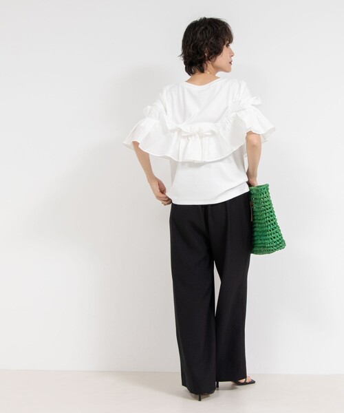 Rie Miller tシャツ フリル付き3WAYストレッチリブカットソー