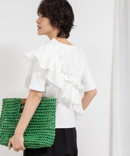 Rie Miller tシャツ フリル付き3WAYストレッチリブカットソー