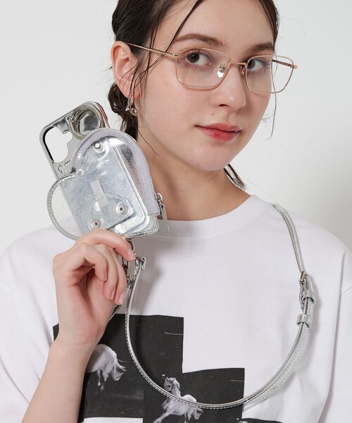 ajew エジュウPVC HEART PLANET POCKETケース シルバー ajew スマホケース 「ajew」PVC HEART PLANET POCKET