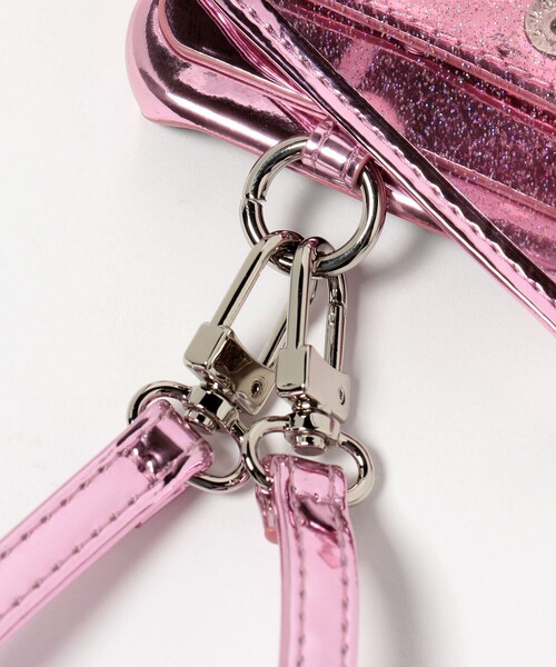 ajewスマホケース、ストラップ付き Mサイズpink ajew スマホケース 「ajew」PVC HEART PLANET POCKET
