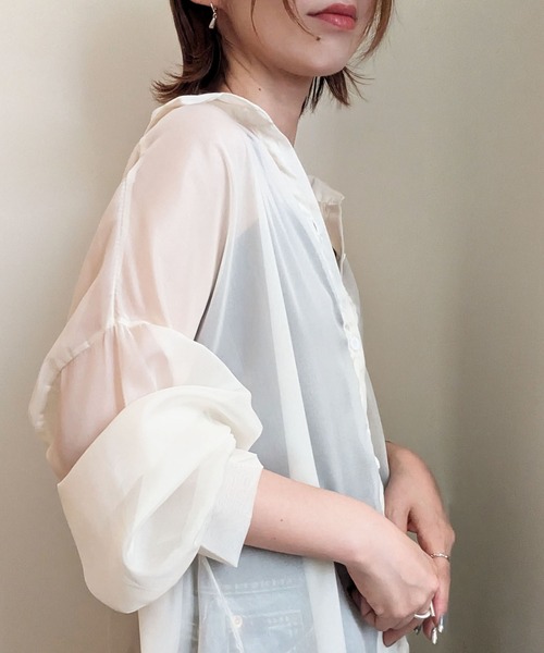 styiro（スタイロ） ブラウス シャツ 「10色展開」光沢感シアー