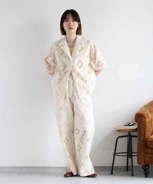 ぽぽ出品 cepo パンツ 「セットアップ対応」コットンレース刺繍イージー