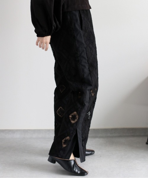 ぽぽ出品 cepo パンツ 「セットアップ対応」コットンレース刺繍イージー