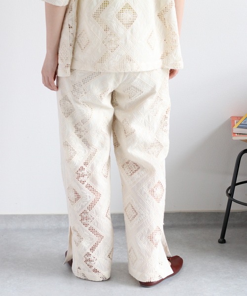 cepo パンツ 「セットアップ対応」コットンレース刺繍イージー