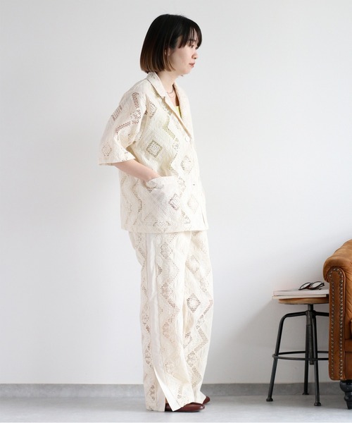 ぽ出品 cepo パンツ 「セットアップ対応」コットンレース刺繍イージー