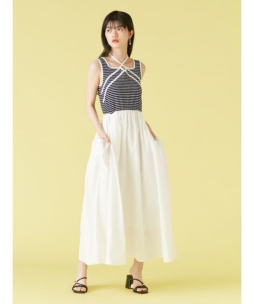 LILY BROWN クロスたデザインドッキングワンピース LILY BROWN クロスたデザインドッキングワンピース クロス