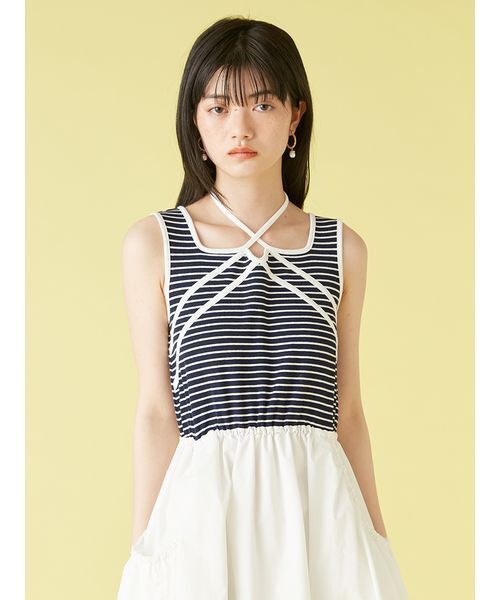 LILY BROWN ワンピース クロスデザインドッキングワンピース
