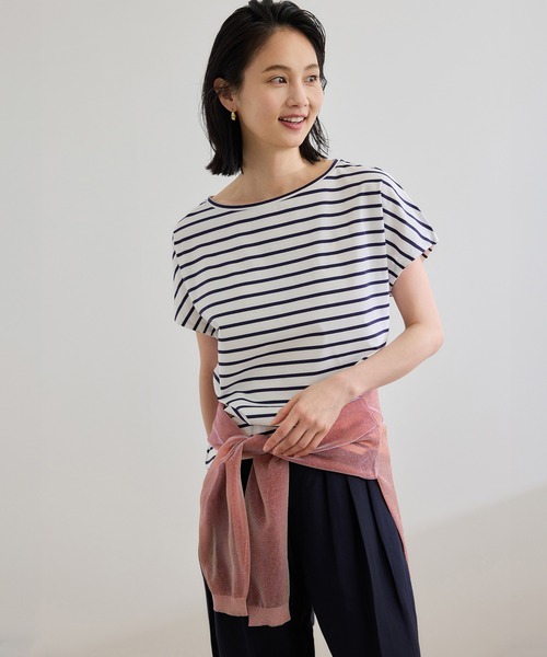 tシャツ 「洗える」スーピマコットン アームレットＴシャツ レディース ROPE' tシャツ 「洗える」スーピマコットン アームレットT